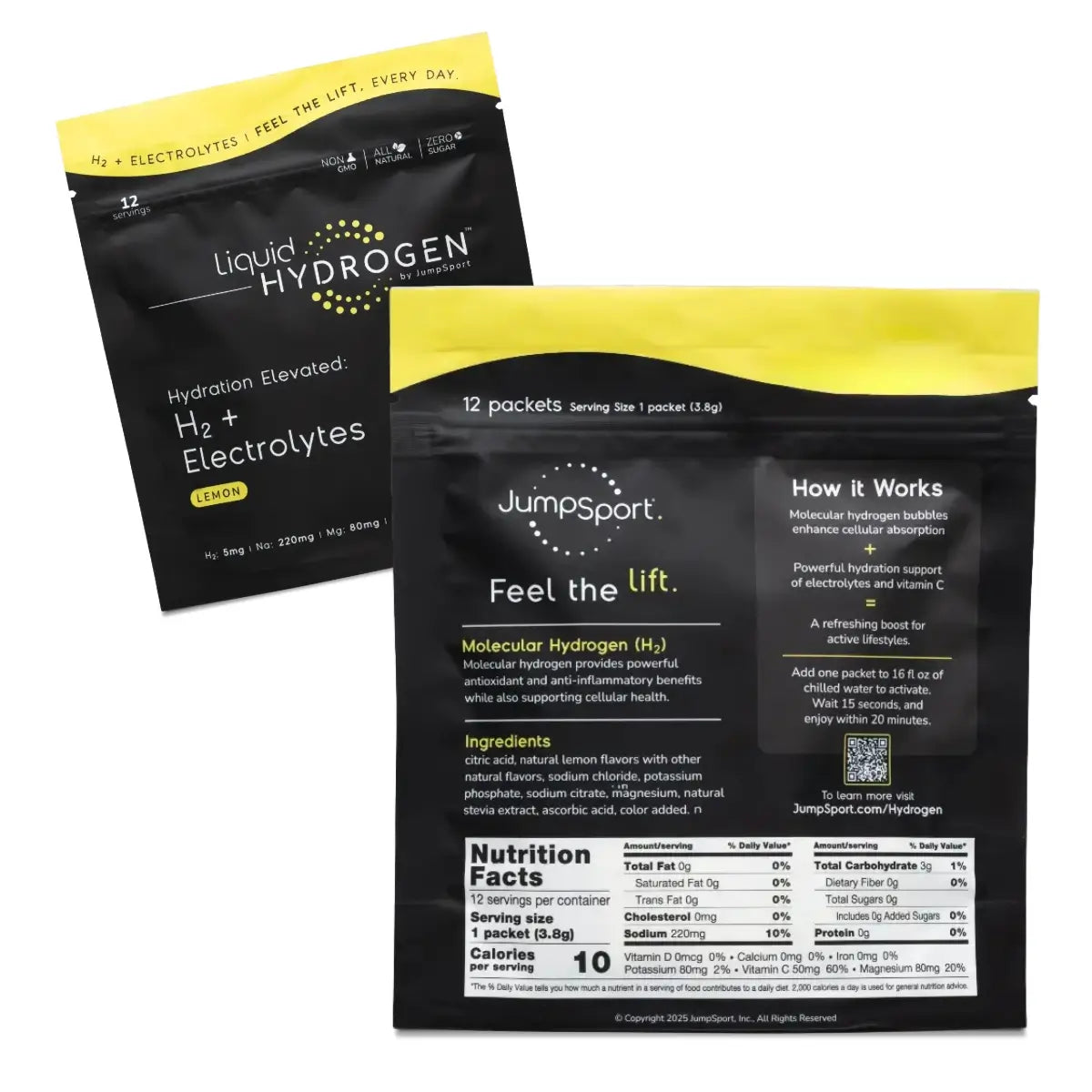 Liquid Hydrogen™ H₂ + Electrolyte Zero Sugar Drink Mix | Lemon