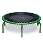 Green and black trampoline on a white background