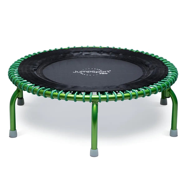 JumpSport 39 inch PRO trampoline model TRUE COLORS "Thrive" in green laying flat