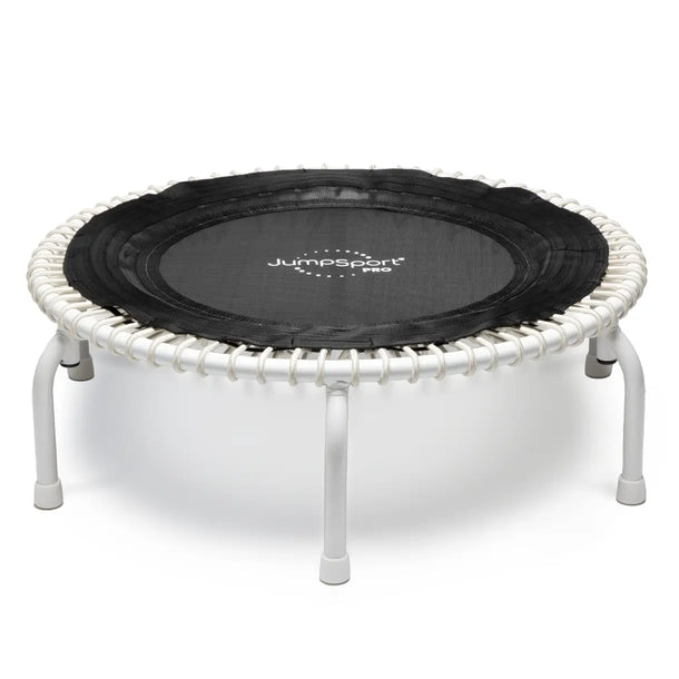 JumpSport 39 inch PRO trampoline model TRUE COLORS "Elevate" in white laying flat