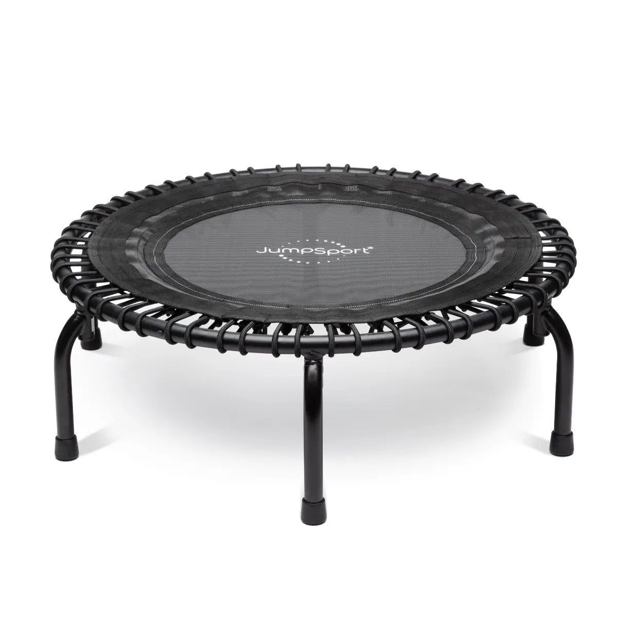 Girl kneeling on the JumpSport 39 inch PREMIUM trampoline