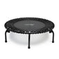Black trampoline with 3 piece frame and JumpSport branding on a white background