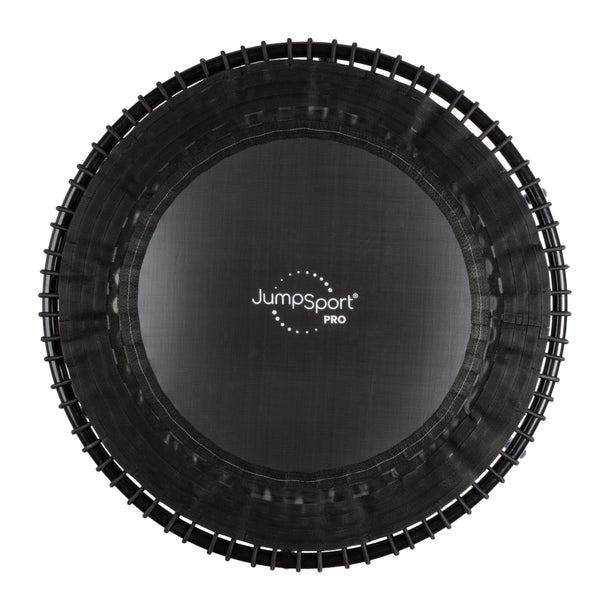 3 piece Black trampoline with 'JumpSport Pro' logo on a white background