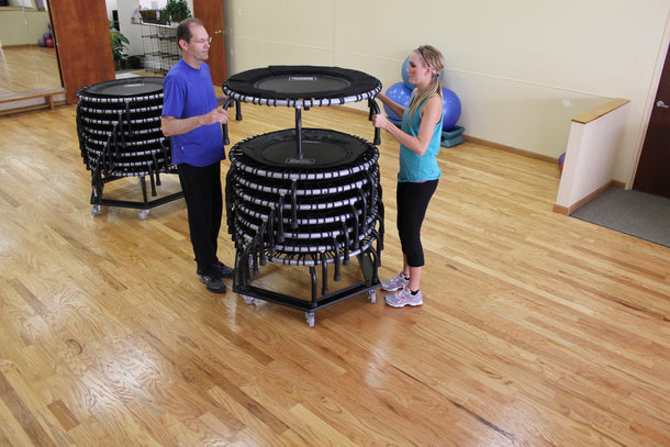 Rolling Storage Cart for JumpSport Fitness Trampolines stack