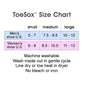 Trampoline ToeSox sizing chart