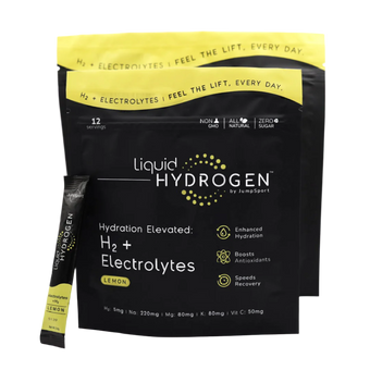 Liquid Hydrogen drink mix shown with all the packaging options. 